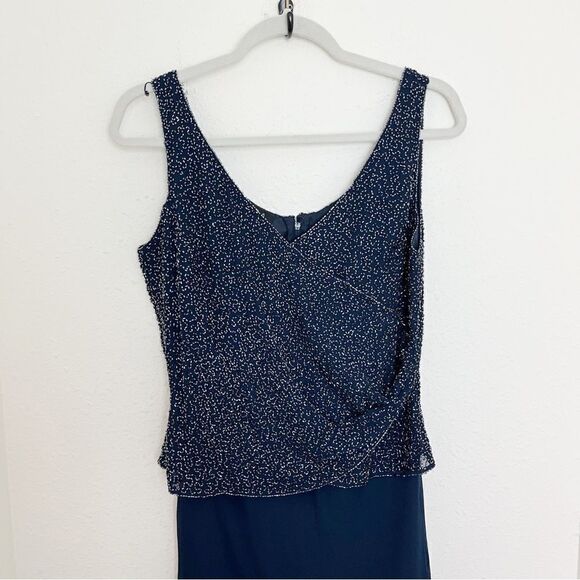 JKARA Navy Sequin Mother of Bride Evening Gown - Picture 3 of 13